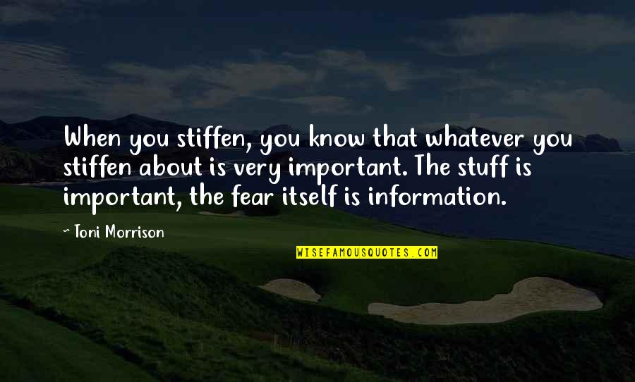 Rainer Maria Rilke Solitude Quotes By Toni Morrison: When you stiffen, you know that whatever you Rainer Maria Rilke Solitude Quotes By Toni Morrison: When you stiffen, you know that whatever you