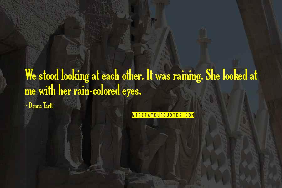Raining Quotes By Donna Tartt: We stood looking at each other. It was