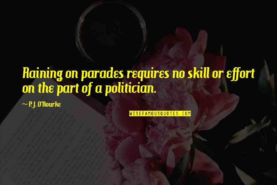 Raining Quotes By P. J. O'Rourke: Raining on parades requires no skill or effort