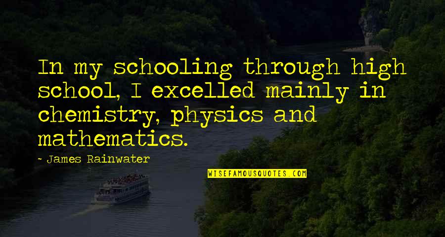 Rainwater Quotes By James Rainwater: In my schooling through high school, I excelled