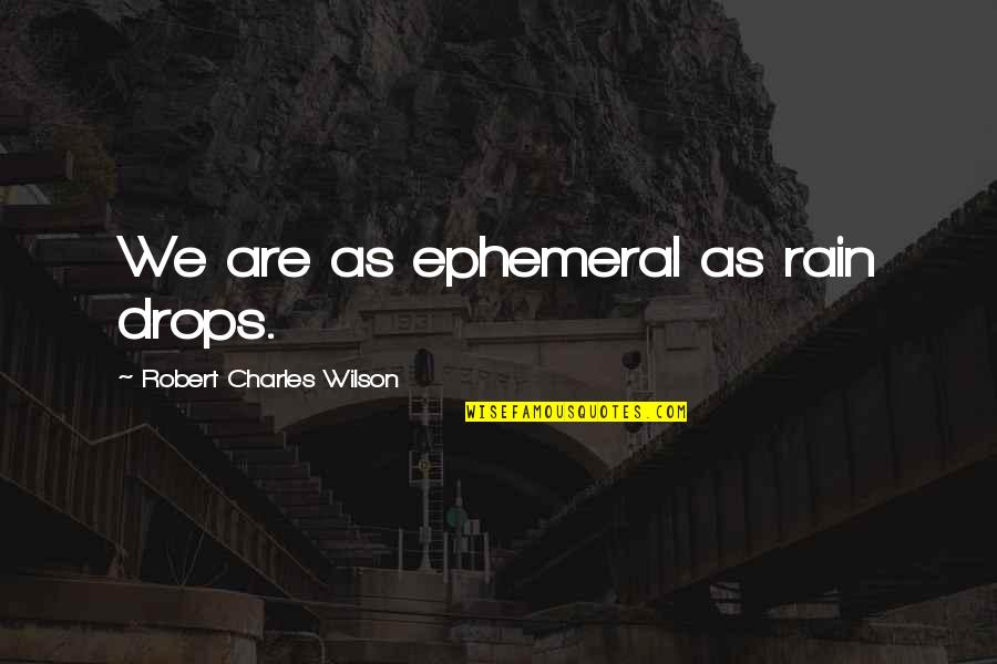 Rainy Friday Morning Quotes By Robert Charles Wilson: We are as ephemeral as rain drops.