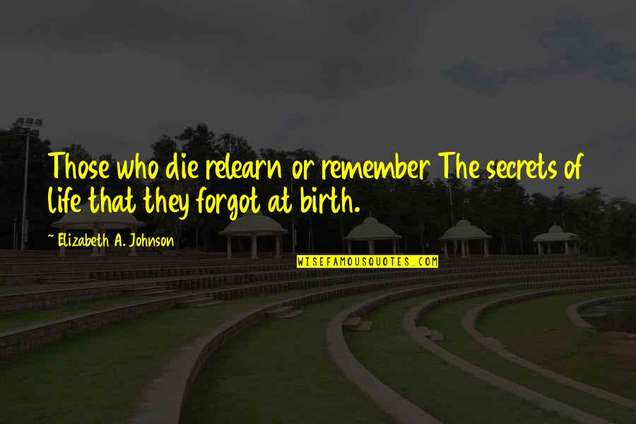 Rainy Gloomy Day Quotes By Elizabeth A. Johnson: Those who die relearn or remember The secrets