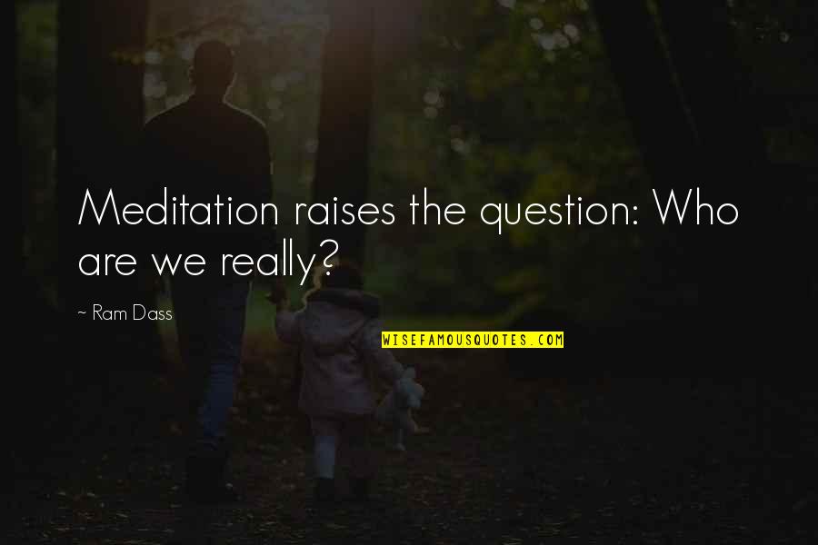 Raises Quotes By Ram Dass: Meditation raises the question: Who are we really?