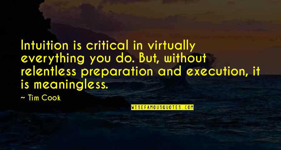 Raising Aspirations Quotes By Tim Cook: Intuition is critical in virtually everything you do. Raising Aspirations Quotes By Tim Cook: Intuition is critical in virtually everything you do.