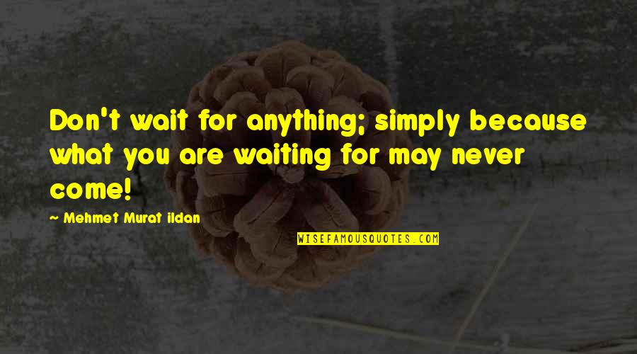Raising Quotes Quotes By Mehmet Murat Ildan: Don't wait for anything; simply because what you