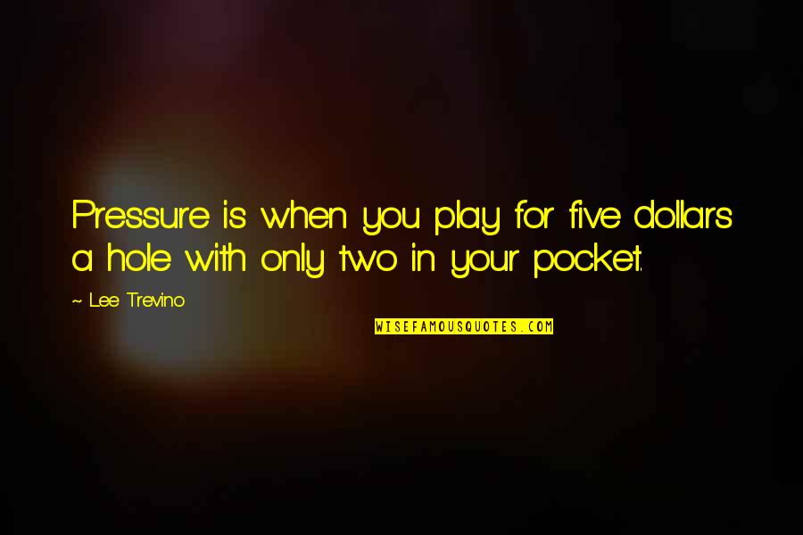 Raja Rani Movie Picture Quotes By Lee Trevino: Pressure is when you play for five dollars