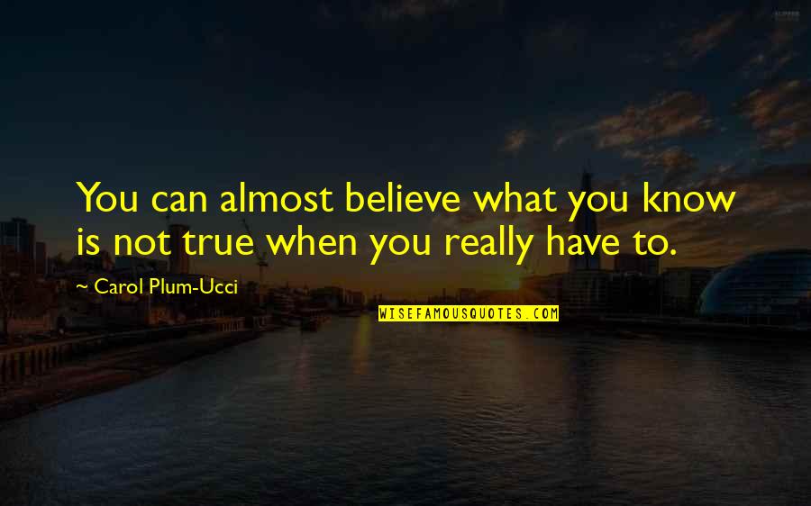 Raja Rani Sad Quotes By Carol Plum-Ucci: You can almost believe what you know is