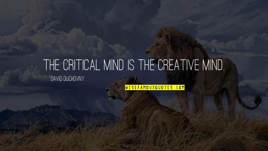 Raja Ravi Verma Quotes By David Duchovny: The critical mind is the creative mind.