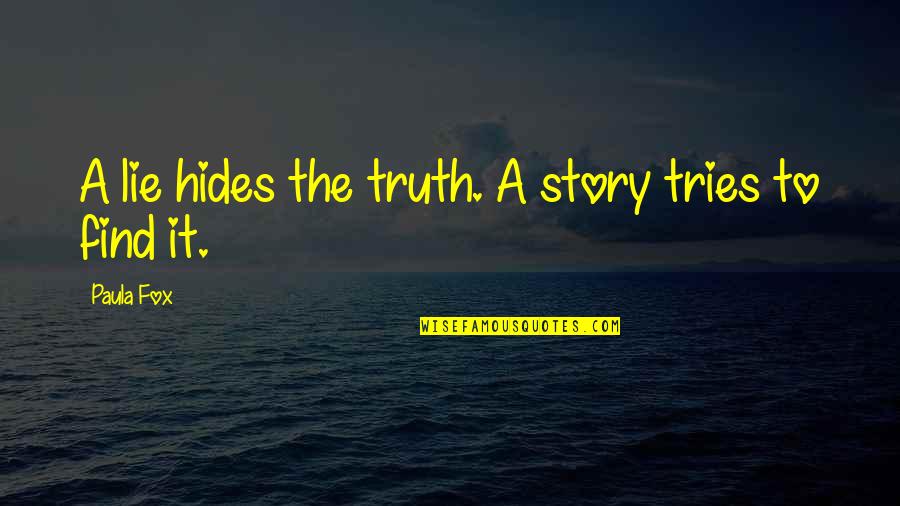 Rajal Quotes By Paula Fox: A lie hides the truth. A story tries