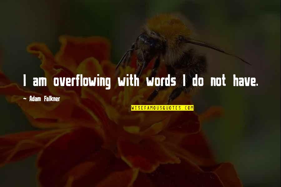 Rajarajeshwari Quotes By Adam Falkner: I am overflowing with words I do not Rajarajeshwari Quotes By Adam Falkner: I am overflowing with words I do not