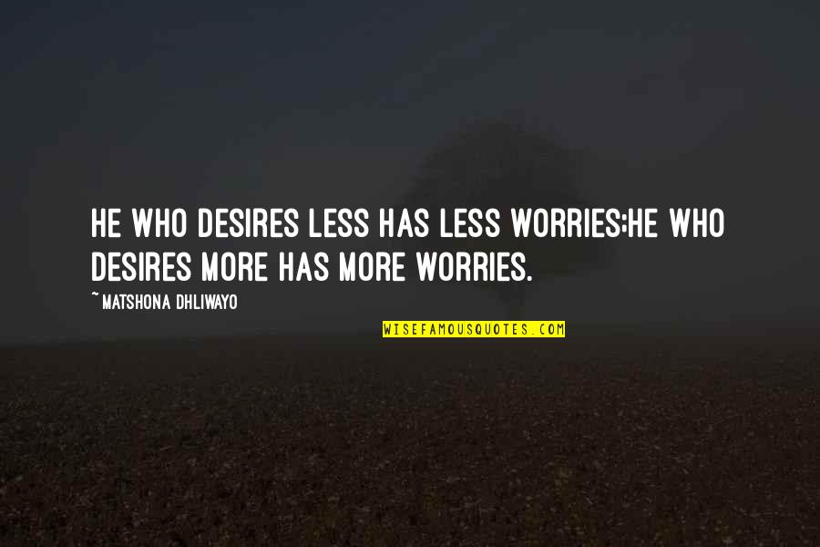 Rajesh Khanna Filmy Quotes By Matshona Dhliwayo: He who desires less has less worries;he who