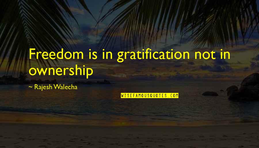 Rajesh Quotes By Rajesh Walecha: Freedom is in gratification not in ownership