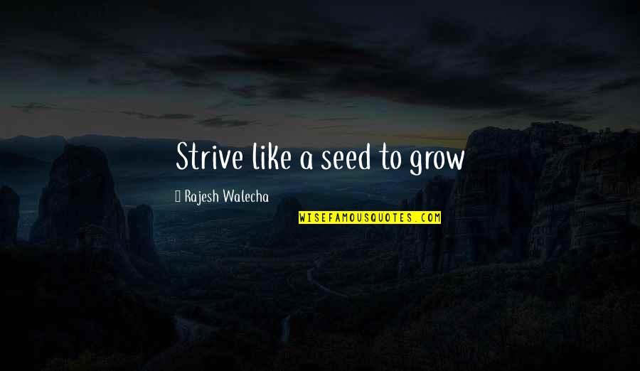 Rajesh Quotes By Rajesh Walecha: Strive like a seed to grow