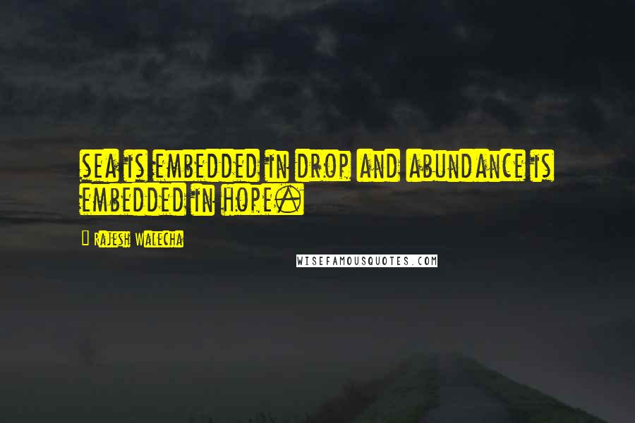 Rajesh Walecha quotes: sea is embedded in drop and abundance is embedded in hope.