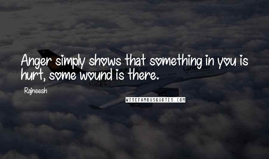 Rajneesh quotes: Anger simply shows that something in you is hurt, some wound is there.