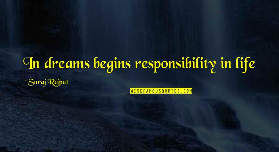 Rajput Quotes By Suraj Rajput: In dreams begins responsibility in life