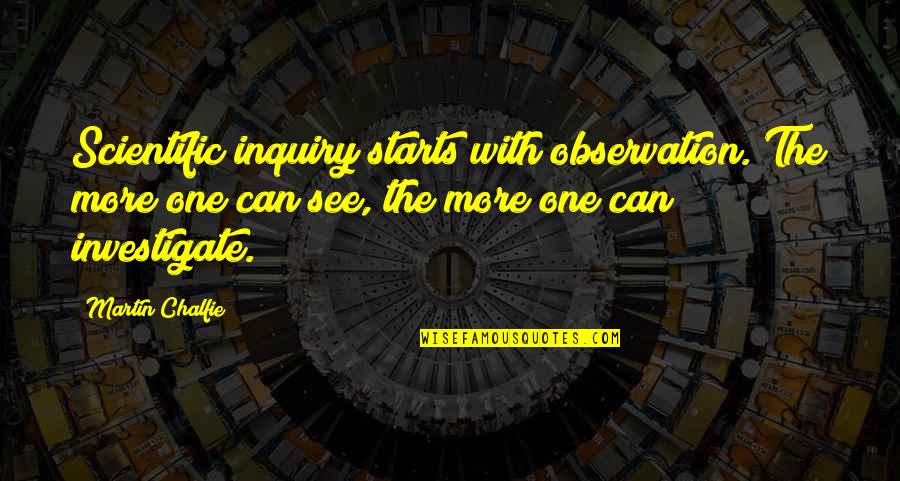 Rakel Velc Quotes By Martin Chalfie: Scientific inquiry starts with observation. The more one Rakel Velc Quotes By Martin Chalfie: Scientific inquiry starts with observation. The more one
