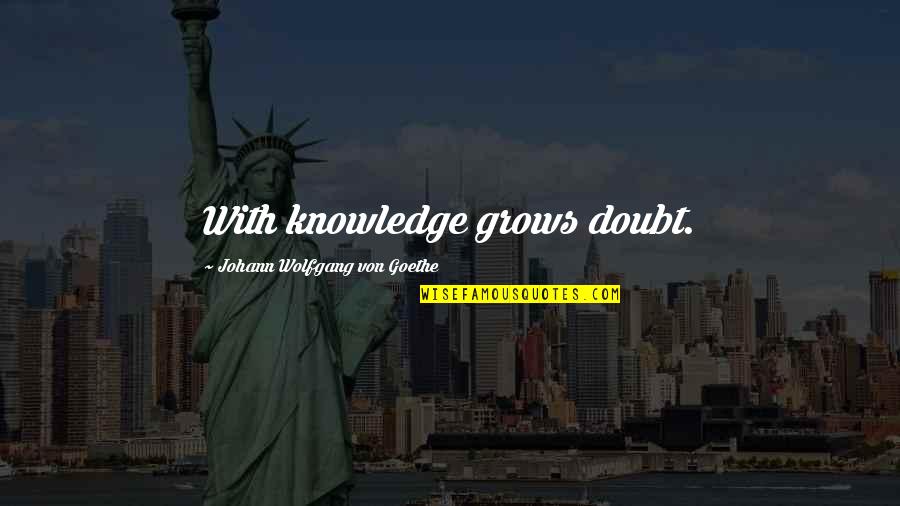 Rakesh Jhunjhunwala Quotes By Johann Wolfgang Von Goethe: With knowledge grows doubt.