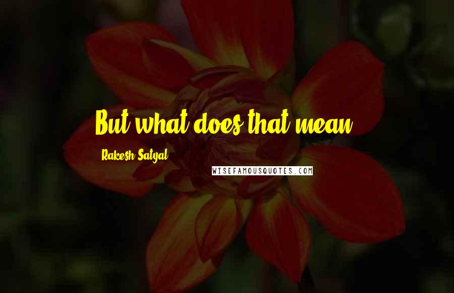 Rakesh Satyal quotes: But what does that mean?