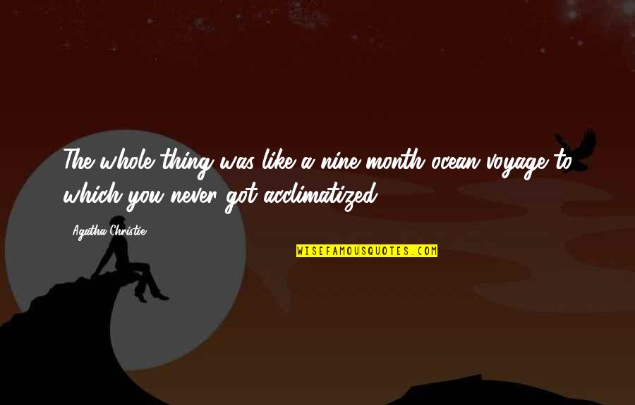 Rakesh Seyrani Quotes By Agatha Christie: The whole thing was like a nine-month ocean Rakesh Seyrani Quotes By Agatha Christie: The whole thing was like a nine-month ocean