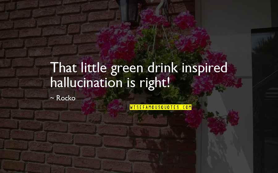 Rakkausrunot Quotes By Rocko: That little green drink inspired hallucination is right!