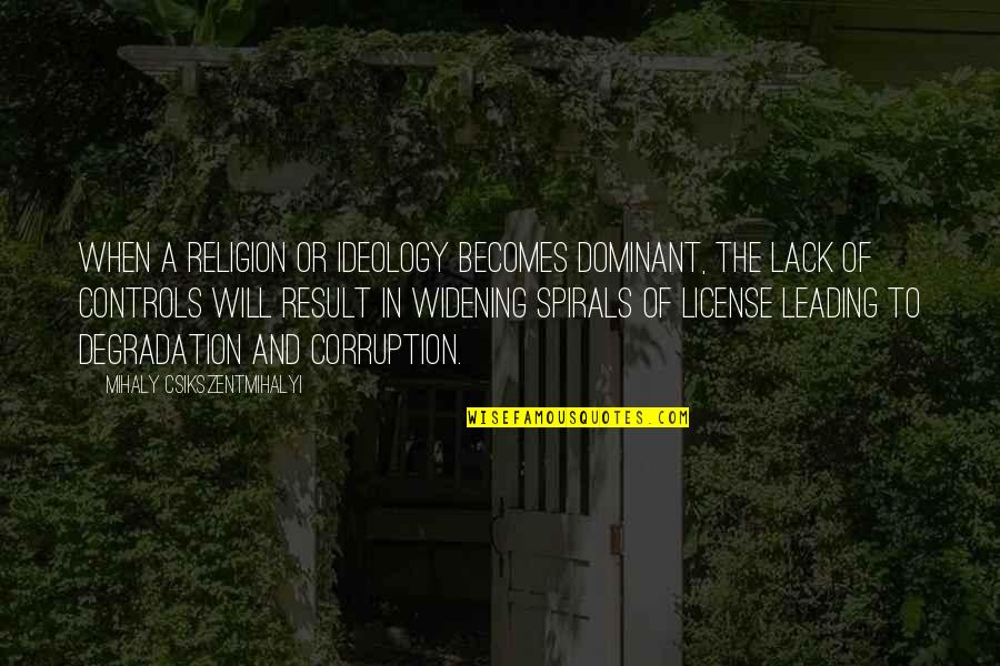 Rallentare In Inglese Quotes By Mihaly Csikszentmihalyi: When a religion or ideology becomes dominant, the Rallentare In Inglese Quotes By Mihaly Csikszentmihalyi: When a religion or ideology becomes dominant, the