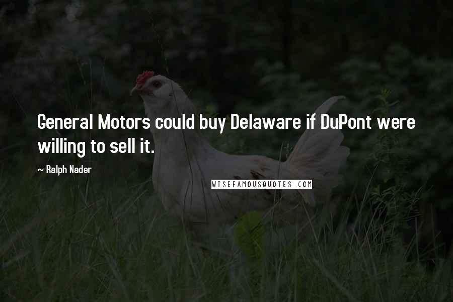 Ralph Nader quotes: General Motors could buy Delaware if DuPont were willing to sell it.