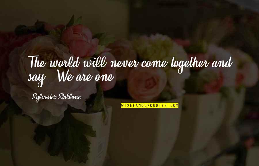 Ralph Waldo Emerson Confidence Quotes By Sylvester Stallone: The world will never come together and say, Ralph Waldo Emerson Confidence Quotes By Sylvester Stallone: The world will never come together and say,