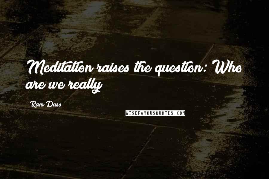 Ram Dass quotes: Meditation raises the question: Who are we really?