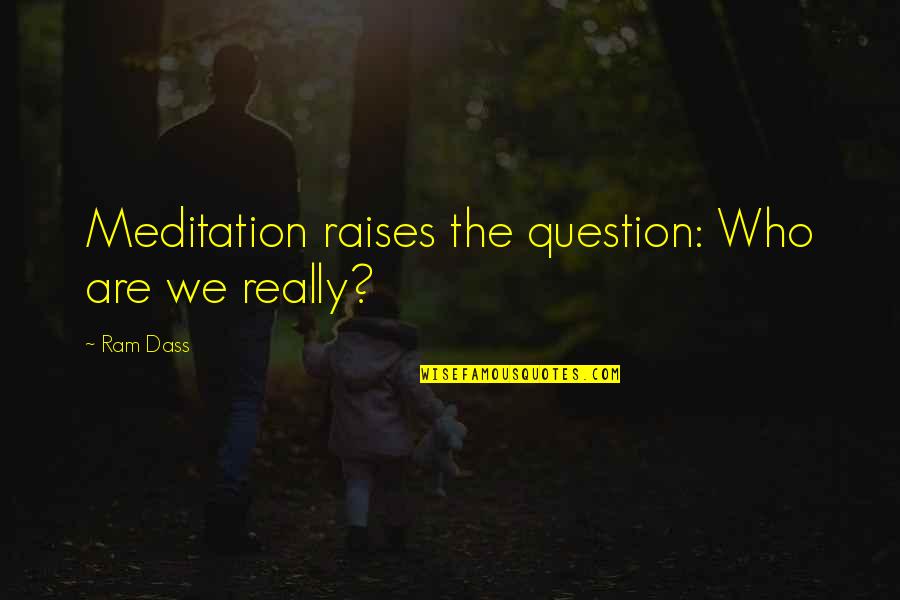 Ram Dass Quotes By Ram Dass: Meditation raises the question: Who are we really?