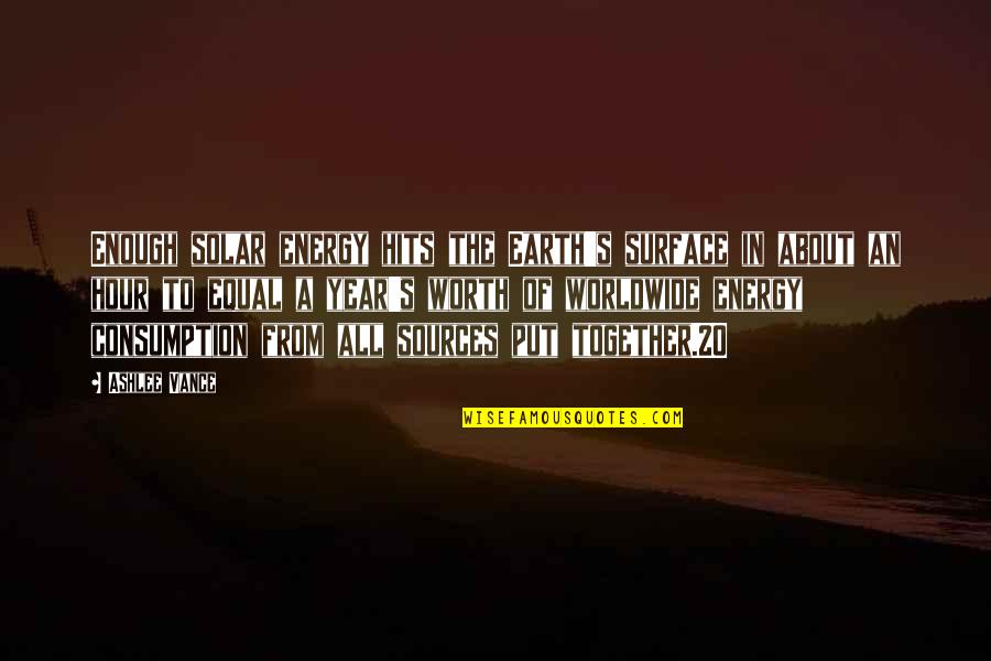Ramadan Jumma Quotes By Ashlee Vance: Enough solar energy hits the Earth's surface in Ramadan Jumma Quotes By Ashlee Vance: Enough solar energy hits the Earth's surface in