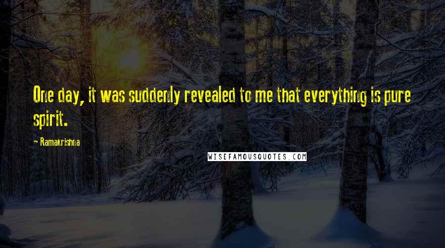 Ramakrishna quotes: One day, it was suddenly revealed to me that everything is pure spirit.