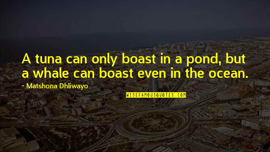 Ramalhete De Flores Quotes By Matshona Dhliwayo: A tuna can only boast in a pond, Ramalhete De Flores Quotes By Matshona Dhliwayo: A tuna can only boast in a pond,