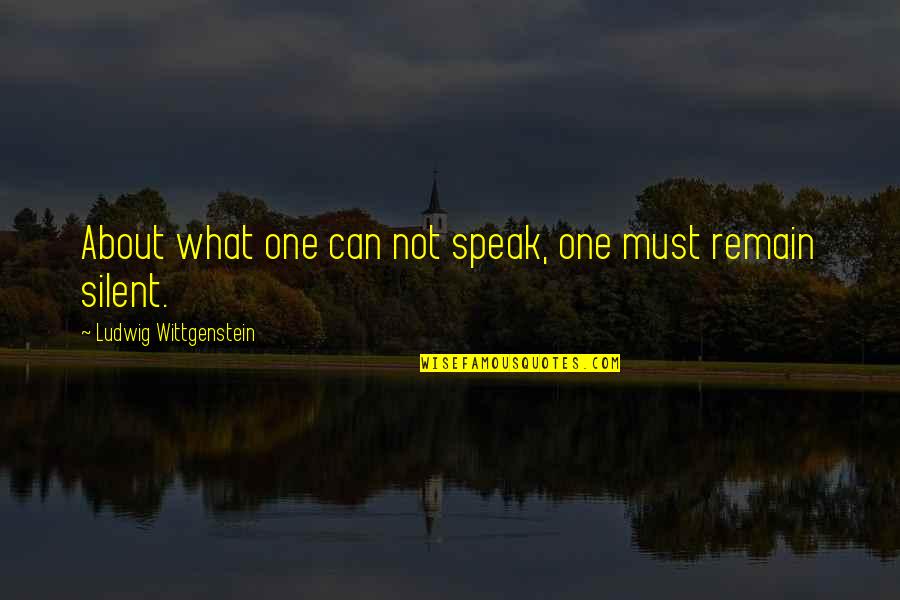 Ramamoorthy Sundaresan Quotes By Ludwig Wittgenstein: About what one can not speak, one must