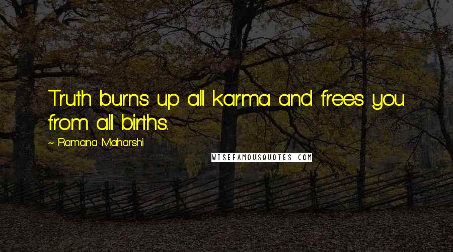 Ramana Maharshi quotes: Truth burns up all karma and frees you from all births.