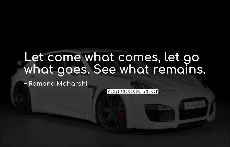Ramana Maharshi quotes: Let come what comes, let go what goes. See what remains.