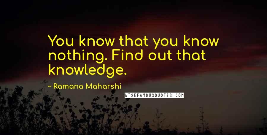 Ramana Maharshi quotes: You know that you know nothing. Find out that knowledge.