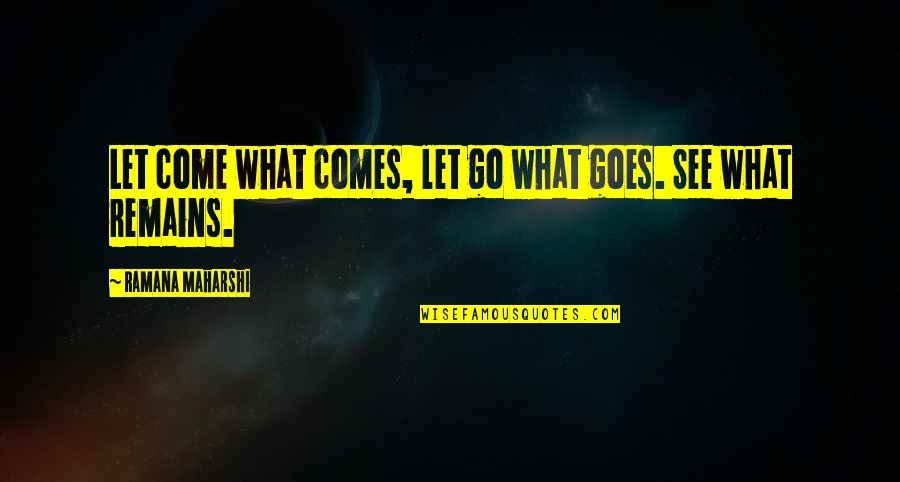 Ramana Quotes By Ramana Maharshi: Let come what comes, let go what goes.