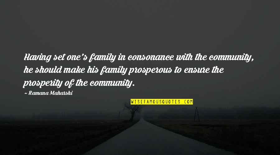 Ramana Quotes By Ramana Maharshi: Having set one's family in consonance with the