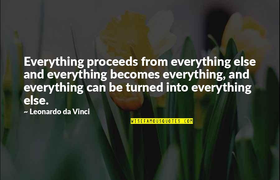 Rambow Quotes By Leonardo Da Vinci: Everything proceeds from everything else and everything becomes Rambow Quotes By Leonardo Da Vinci: Everything proceeds from everything else and everything becomes