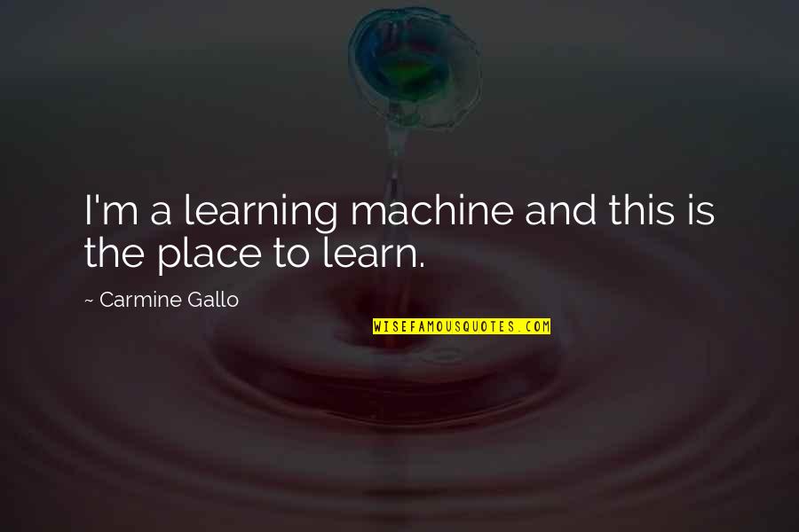 Raminder Bains Quotes By Carmine Gallo: I'm a learning machine and this is the Raminder Bains Quotes By Carmine Gallo: I'm a learning machine and this is the