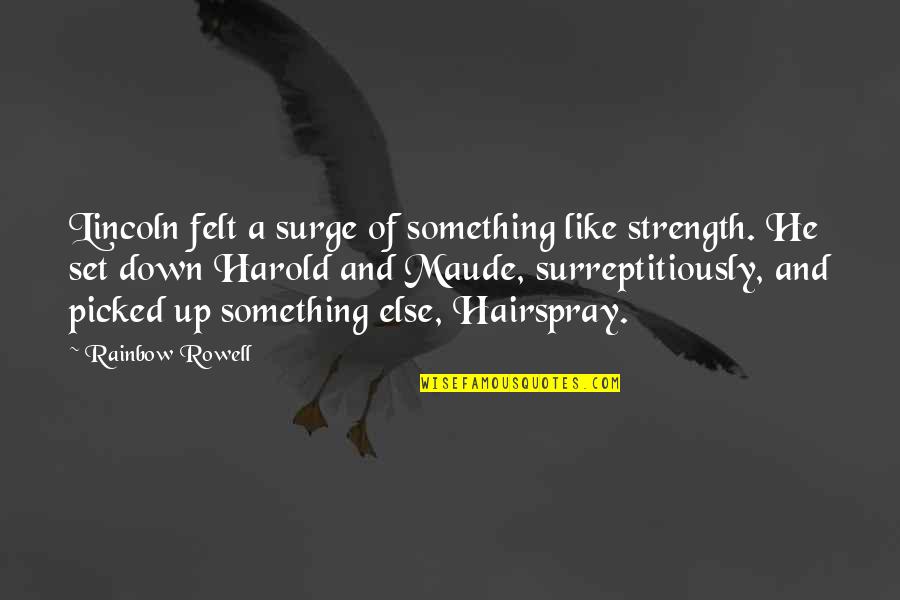 Ramita Login Quotes By Rainbow Rowell: Lincoln felt a surge of something like strength. Ramita Login Quotes By Rainbow Rowell: Lincoln felt a surge of something like strength.