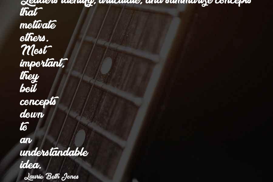 Ramnarine Mungroo Quotes By Laurie Beth Jones: Leaders identify, articulate, and summarize concepts that motivate Ramnarine Mungroo Quotes By Laurie Beth Jones: Leaders identify, articulate, and summarize concepts that motivate