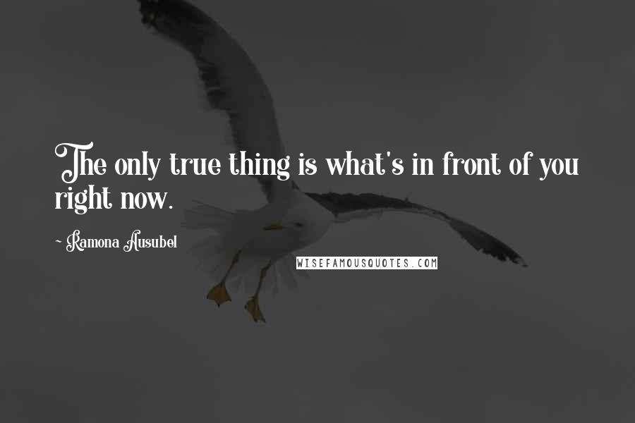 Ramona Ausubel quotes: The only true thing is what's in front of you right now. Ramona Ausubel quotes: The only true thing is what's in front of you right now.