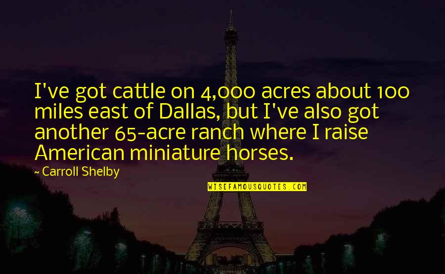 Ranch's Quotes By Carroll Shelby: I've got cattle on 4,000 acres about 100 Ranch's Quotes By Carroll Shelby: I've got cattle on 4,000 acres about 100