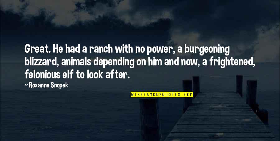 Ranch's Quotes By Roxanne Snopek: Great. He had a ranch with no power, Ranch's Quotes By Roxanne Snopek: Great. He had a ranch with no power,