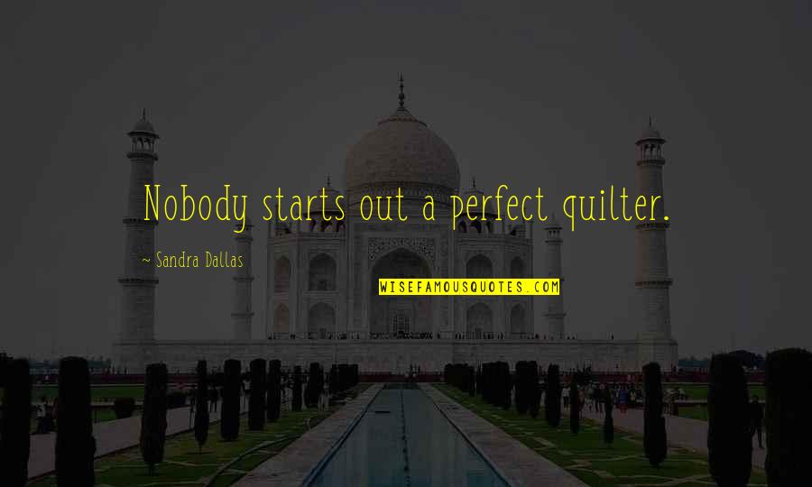 Randi Fine Quotes By Sandra Dallas: Nobody starts out a perfect quilter.