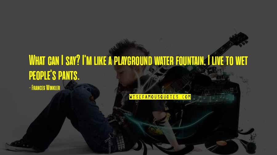 Random People Quotes By Frances Winkler: What can I say? I'm like a playground
