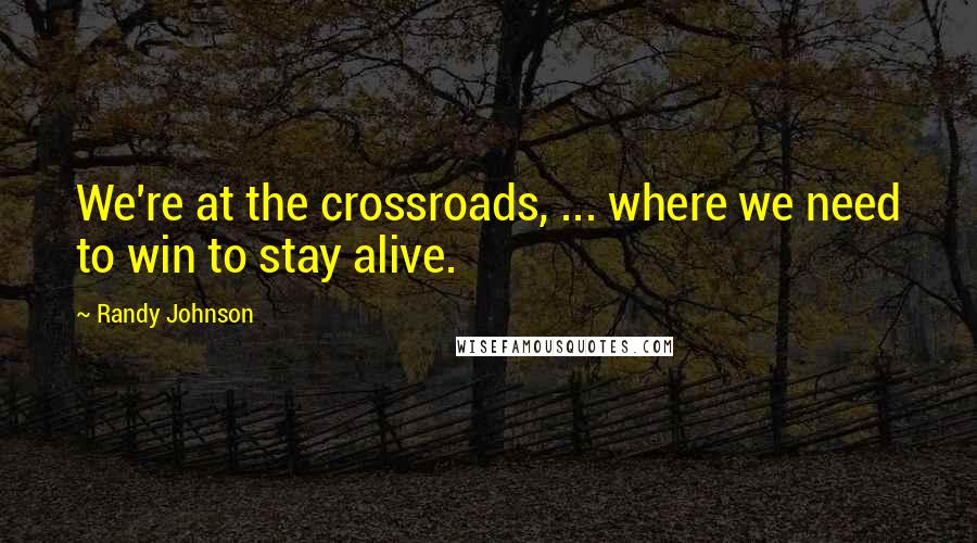 Randy Johnson quotes: We're at the crossroads, ... where we need to win to stay alive.