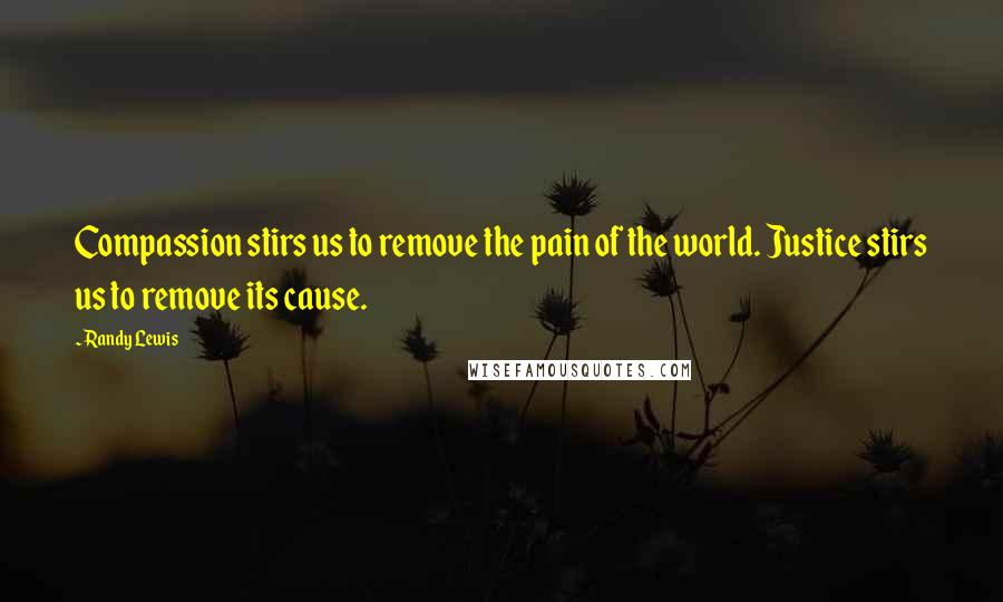 Randy Lewis quotes: Compassion stirs us to remove the pain of the world. Justice stirs us to remove its cause.